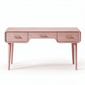 Mesa de escritório moderna em madeira rosa com três gavetas 120 x 60 x 75cm