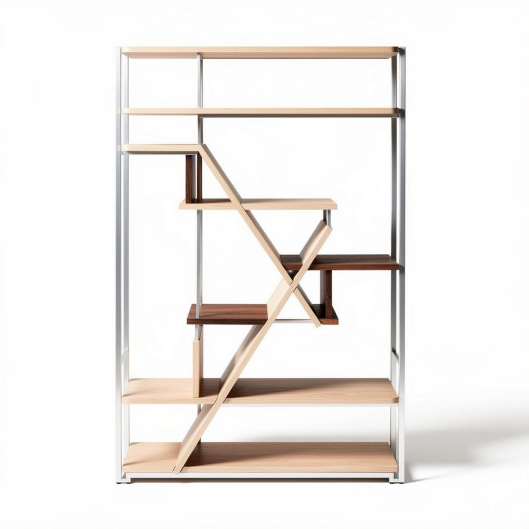 Estante de madeira e metal com design moderno 60 x 30 x 150cm