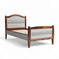 Cama infantil em madeira com cabeceira em tons cinza e marrom 200 x 100 x 40cm