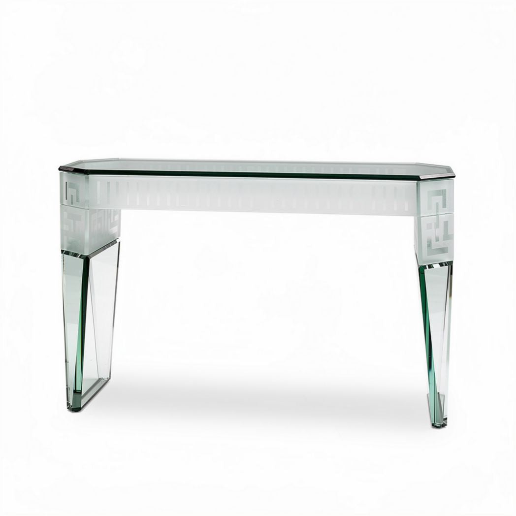 Mesa de entrada em vidro transparente com design moderno 150 x 40 x 75cm