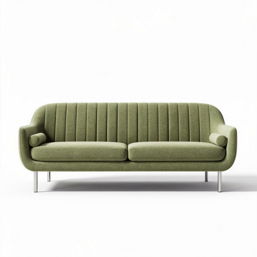 Sofá verde em tecido com estrutura metálica 200 x 85 x 75cm